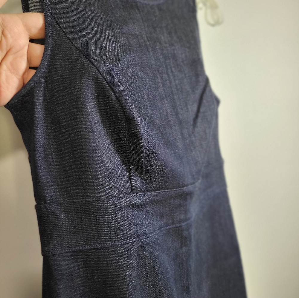 Ann Taylor blue denim jumper midi dress  women's 0   #2324 - Picture 5 of 7